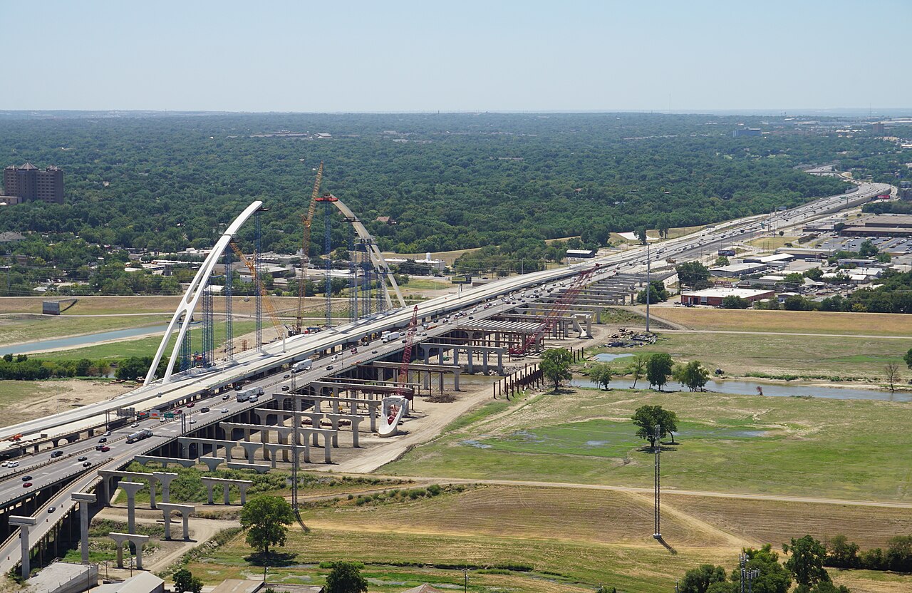 I-30 through downtown Dallas, Texas, seen from Reunion Tower