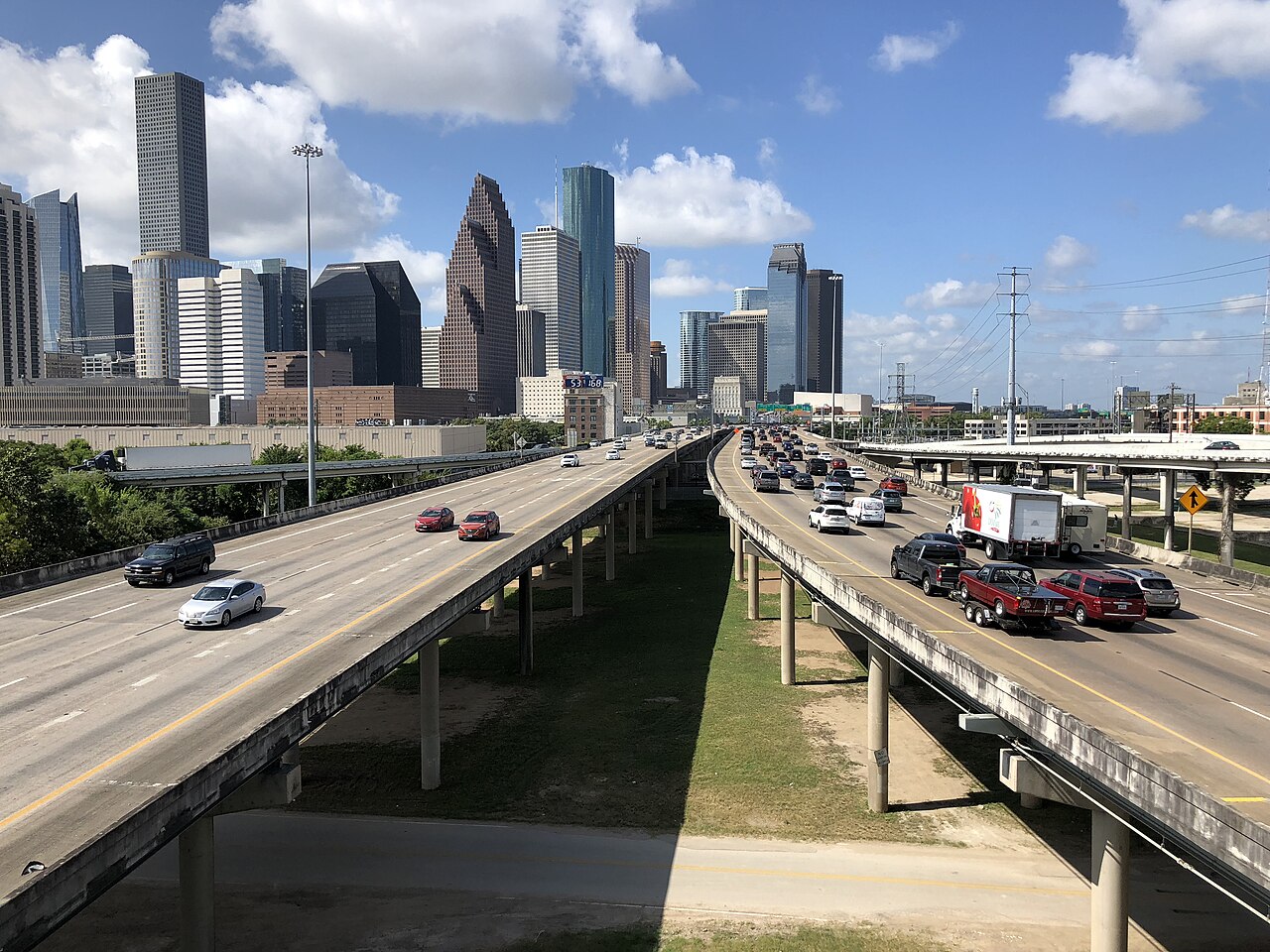 I-45 (North Freeway) heading south into Houston, Texas