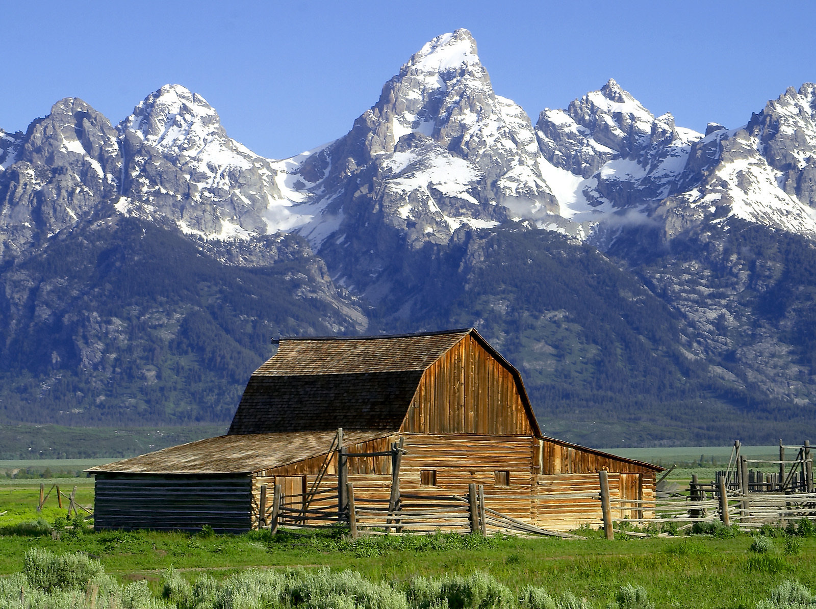 Mormon Row barns below the Teton Range