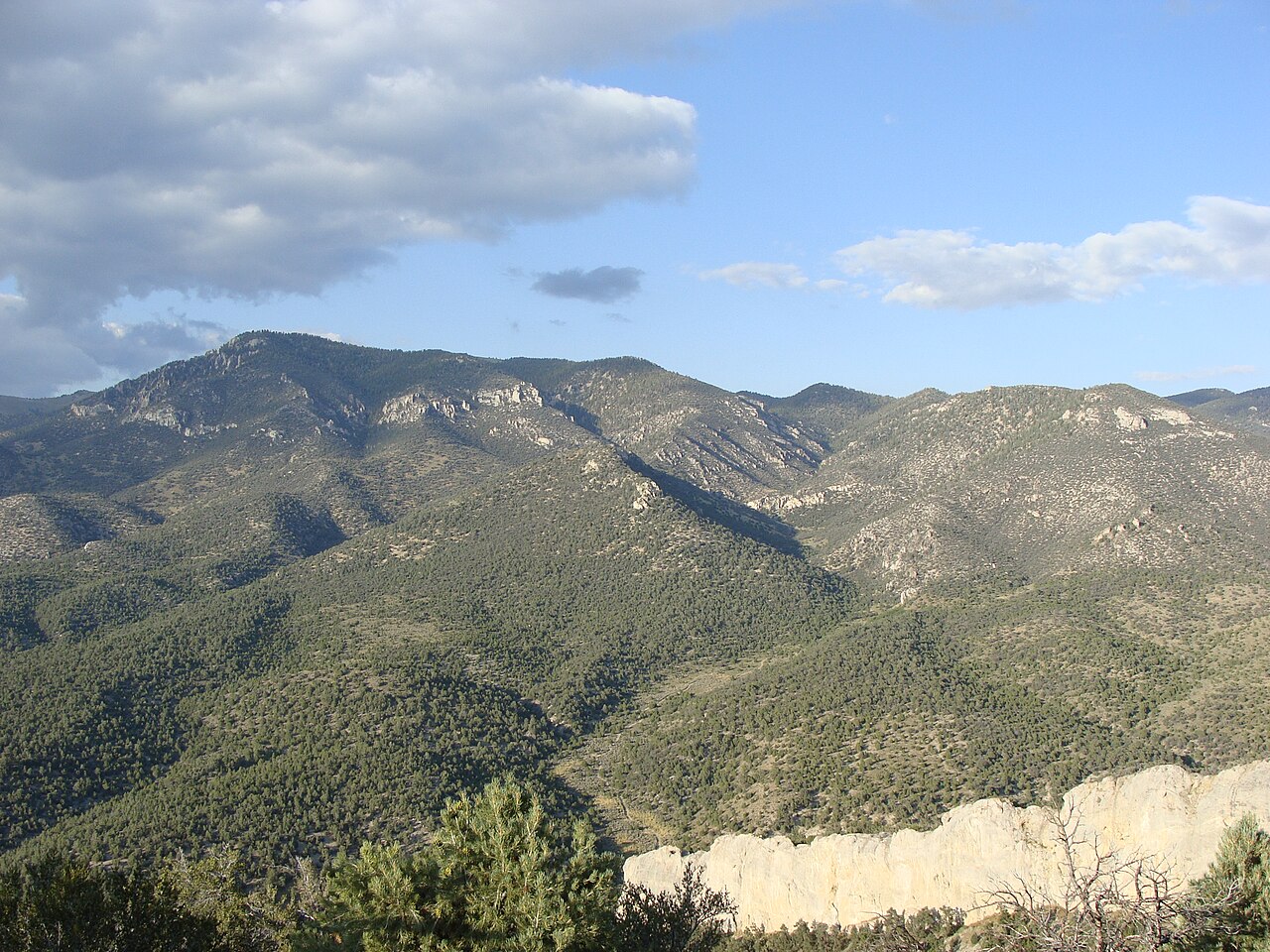 The Schell Creek Range in White Pine County, Nevada, the Great Basin range that US-50/US-93 climbs over at Connors Pass, the high point of US-50 in the state at 7,722 feet.