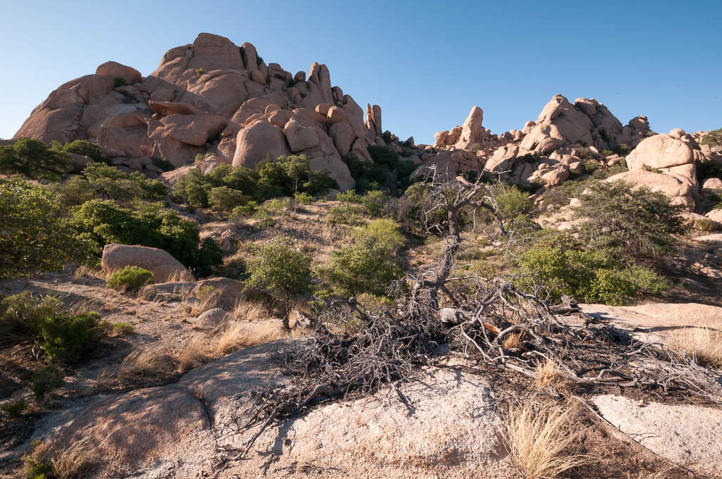 The distinctive granite boulders of Texas Canyon in Cochise County, Arizona, the rugged terrain I-10 climbs through near the 4,975-foot pass.
