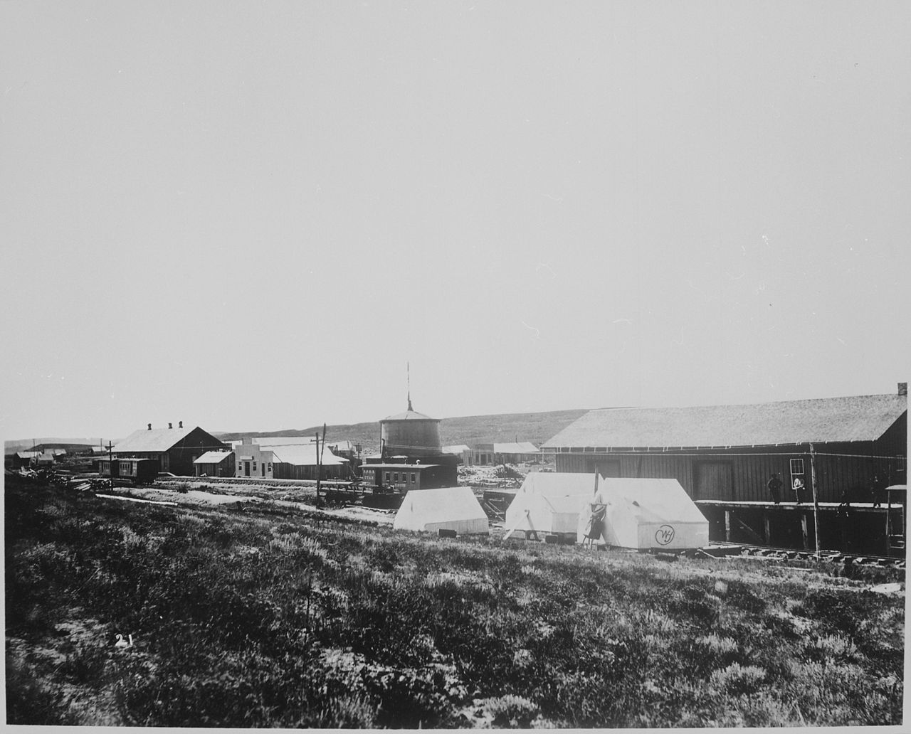 A historic 1869 Hayden Survey view of the rugged Wasatch mountain country at Wahsatch, Summit County, Utah, the high terrain that Interstate 80 now climbs over Wahsatch Summit.